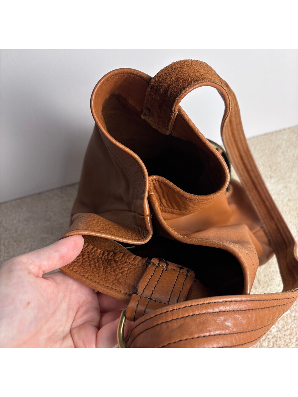 Smooth Leather Convertible Sling Bag - Picture 5 of 7